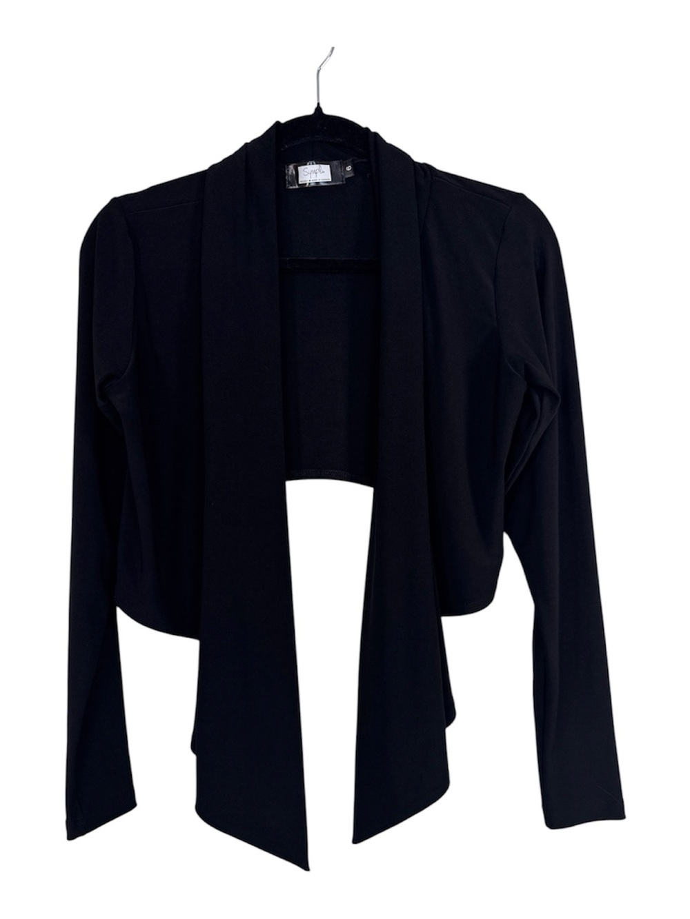 Sympli Black Cropped Waterfall Cardigan Sweater Womens 6 Ballet Core Classic